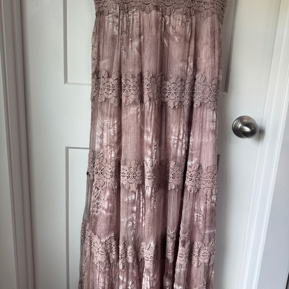 BHLDN Lace Maxi Dress Size 4 Purple Rose Gold Formal Dress Wedding Guest Elegant - Picture 7 of 15